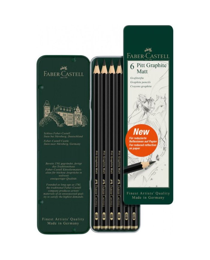 Crayon Pitt Graphite Mat, boîte de 6 Faber-Castell
