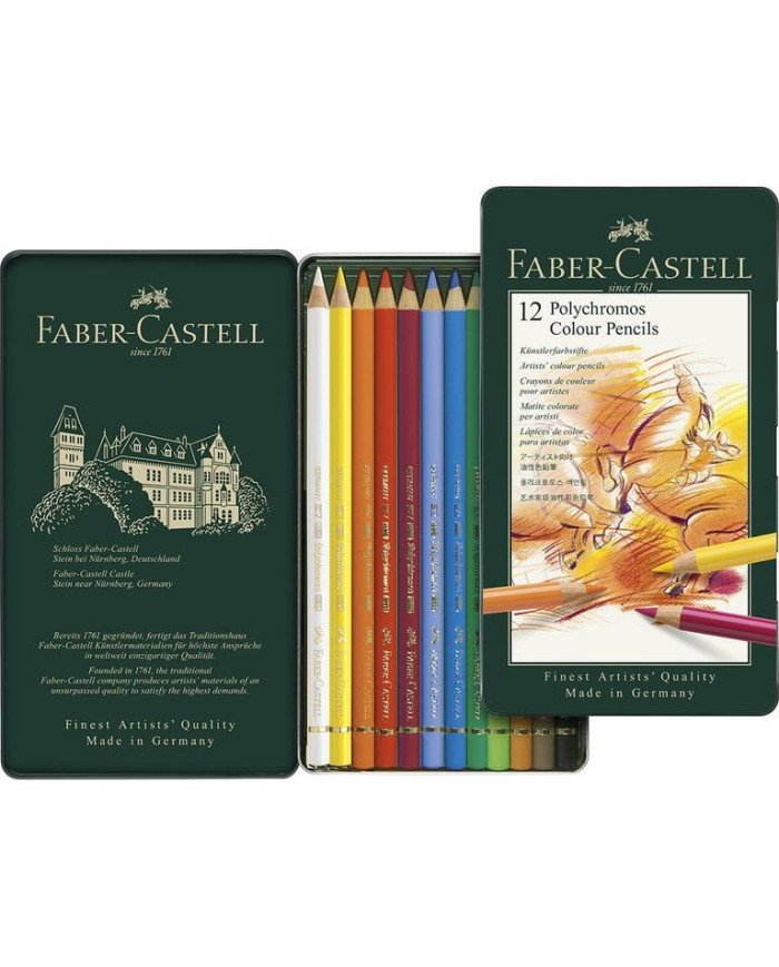 Crayon de couleur Polychromos, boîte de 12 Faber-Castell