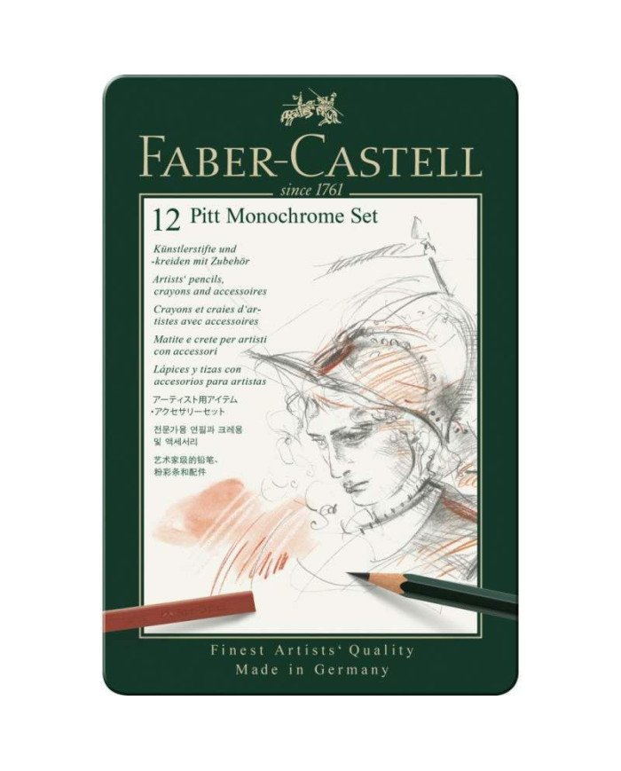 Ensemble Pitt Monochrome, boîte de 12 Faber-Castell