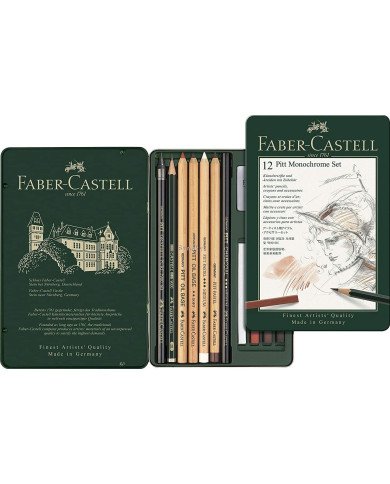 Ensemble Pitt Monochrome, boîte de 12 Faber-Castell