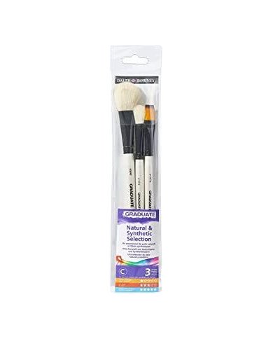 Ensemble De 3 Pinceaux D'aquarelle en Poils Naturels Et Synthétiques Daler-Rowney Ensemble De 3 Pinceaux D'aquarelle en Poils Naturels Et Synthétiques Daler-Rowney