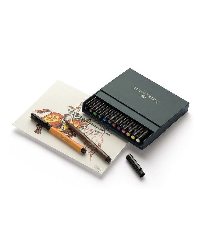 Feutres à encre de Chine Pitt Artist Pen Brush, boîte studio de 12 Faber-Castell
