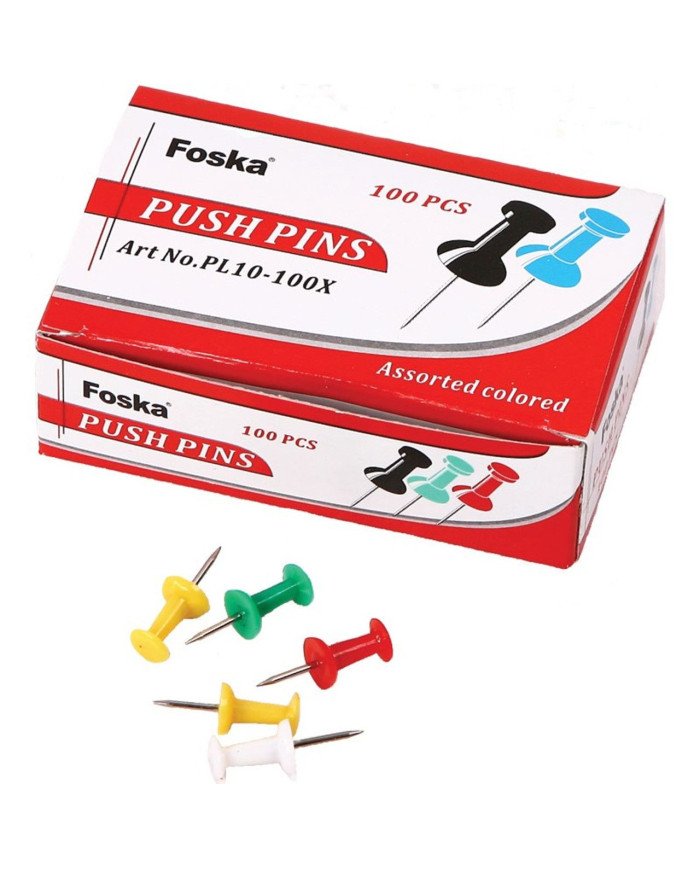 Lot de 100 punaises de couleurs assorties FOSKA