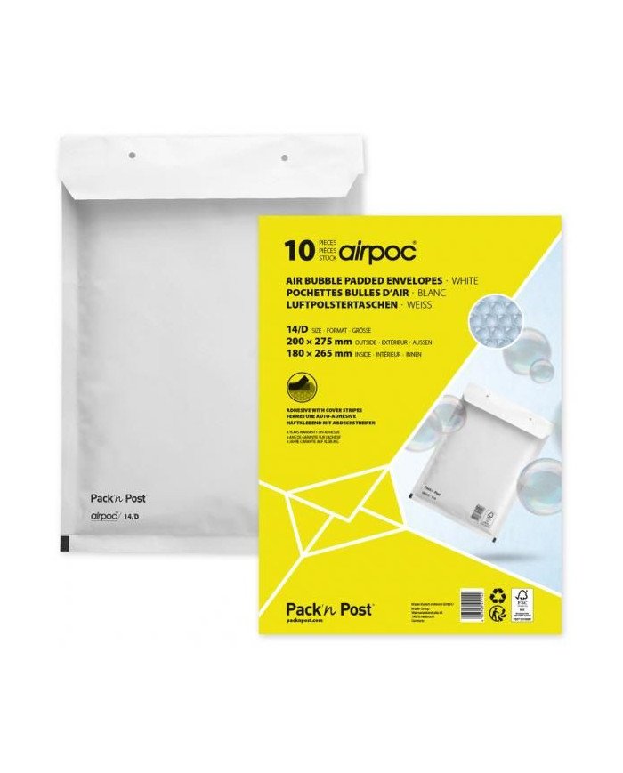 Paquet 10 Pochettes Bulle d'air 200 x 275 mm
