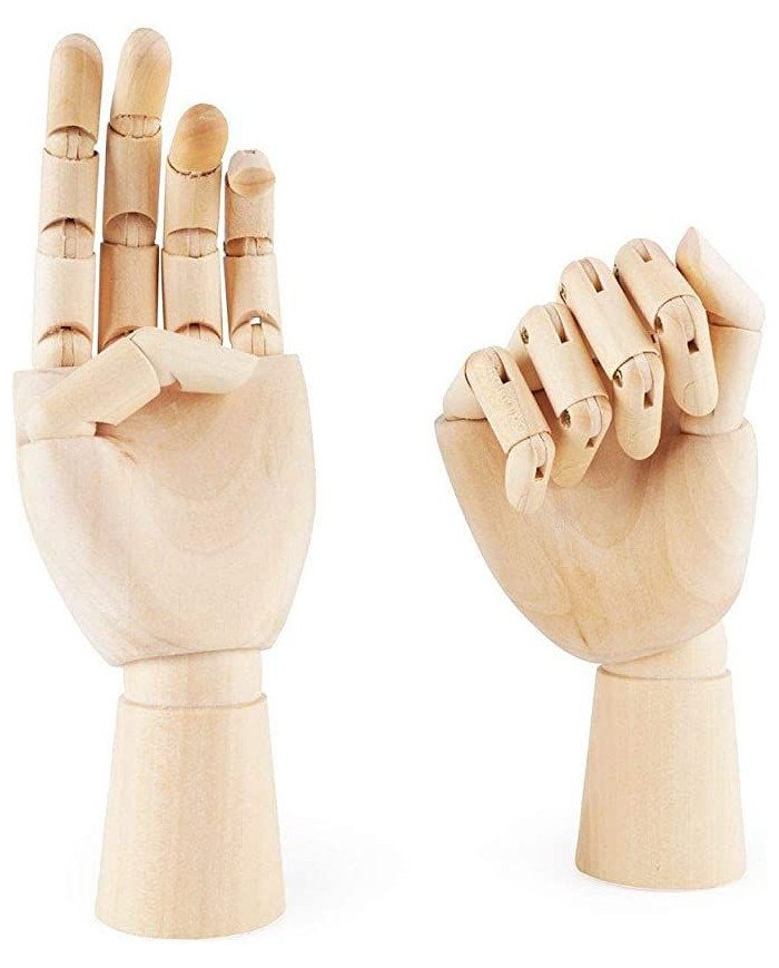 Main en Bois Gauche 25CM PINTURA