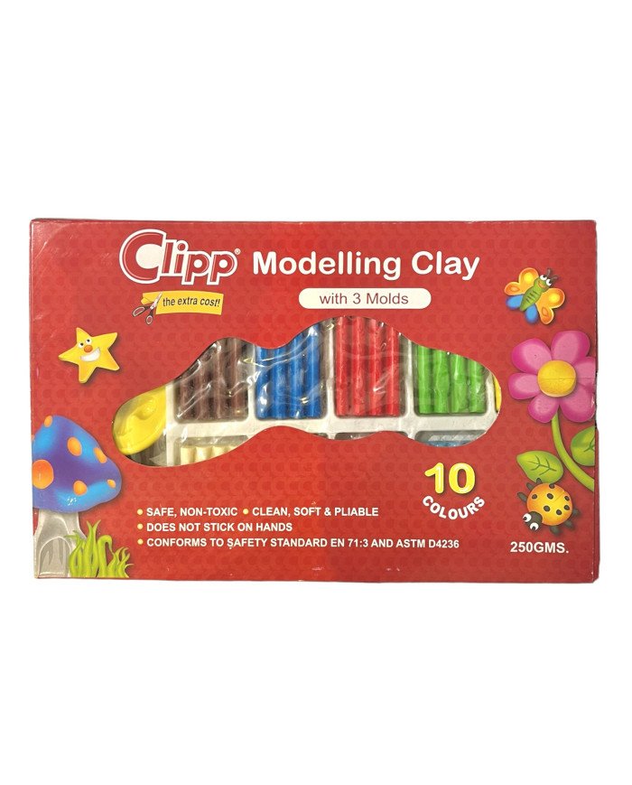 Pâte à modeler 10 couleurs + 3 Moules 250G Pâte à modeler 10 couleurs + 3 Moules 250G