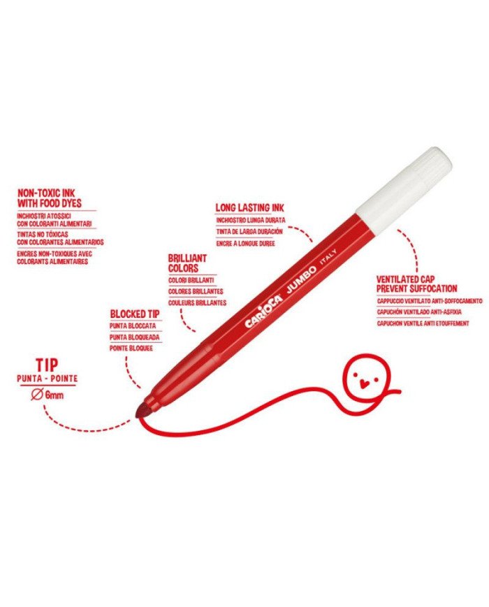 Boite de 24 marqueurs lavables jumbo CARIOCA Boite de 24 marqueurs lavables jumbo CARIOCA