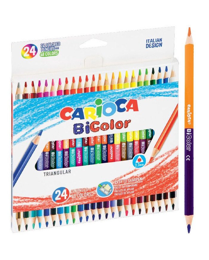 Crayons de couleur 24pcs BiColor triangulaire
