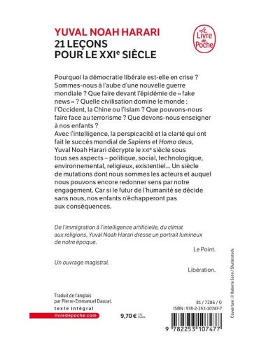 21 leçons pour le XXIe siècle 21 leçons pour le XXIe siècle