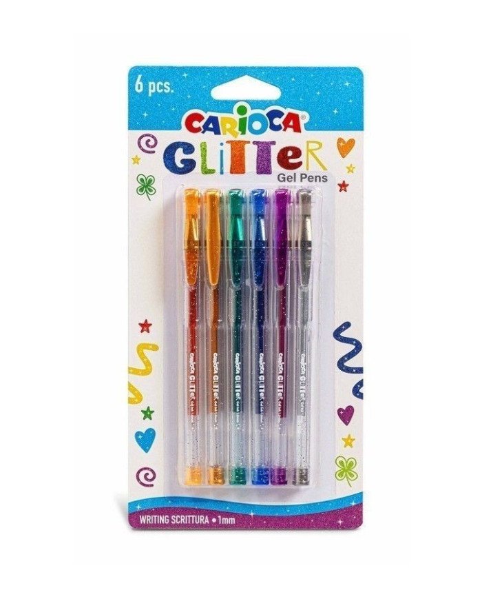 6 Stylos CARIOCA Glitter Gel Pens