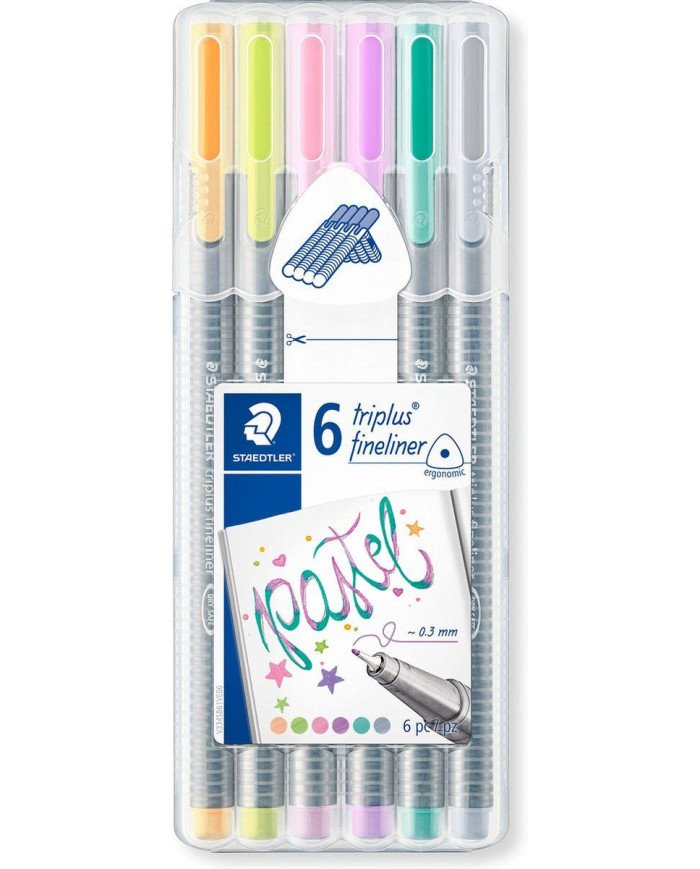 Etui de 6 stylos Pointe fine Triplus Pastel - STEADTLER