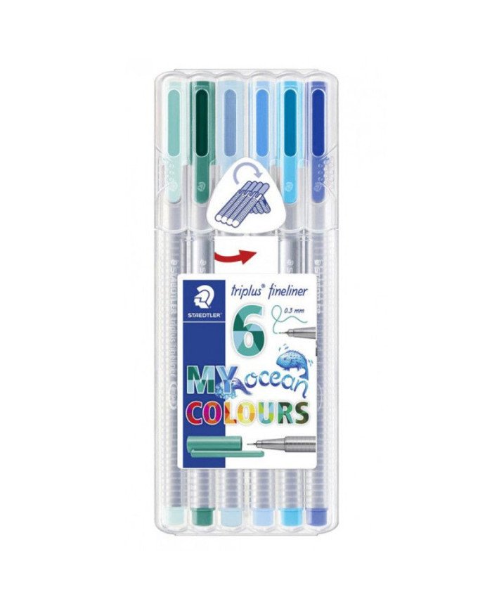 Etui de 6 stylos Pointe fine Triplus Ocean - STEADTLER