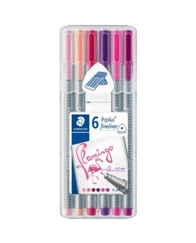 Etui de 6 stylos Pointe fine Triplus Flamingo Colors - STEADTLER Etui de 6 stylos Pointe fine Triplus Flamingo Colors - STEADTLER