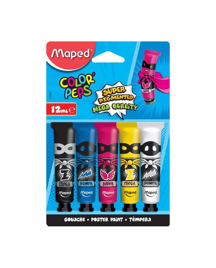 Le Libr'air - Blister 5 tubes gouache 12ML MAPED - Tunisie