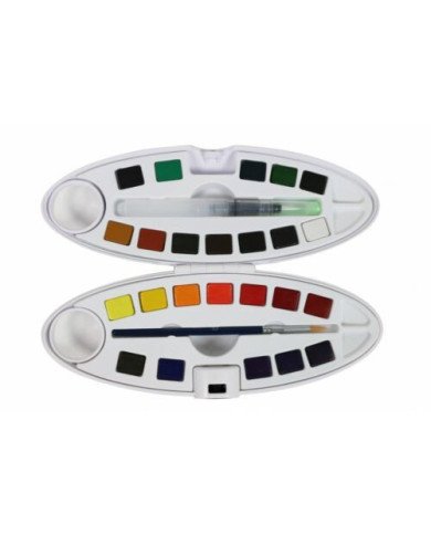 Le Libr'air - Kit complet Boite Ovale 24 Demi Godets Aquarelle Fine + Accessoires PEBEO - Tunisie