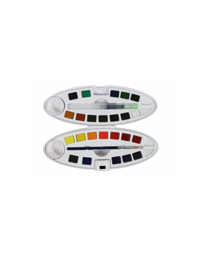 Le Libr'air - Kit complet Boite Ovale 24 Demi Godets Aquarelle Fine + Accessoires PEBEO - Tunisie