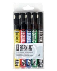 Le Libr'air - Set de 5 ACRYLIC MARKER assortiment primaire Pointe Ronde 1,2 mm PEBEO - Tunisie