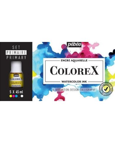 Le Libr'air - Encre aquarelle ColoreX Set Primaire 5 X 45 ml PEBEO - Tunisie