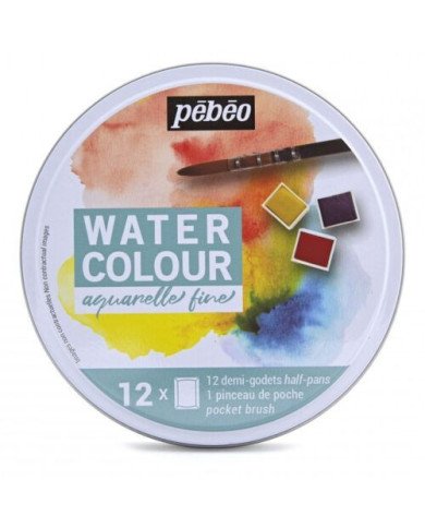 Le Libr'air - Aquarelle Fine Boite Ronde en métal 12 Demi-Godets PEBEO - Tunisie