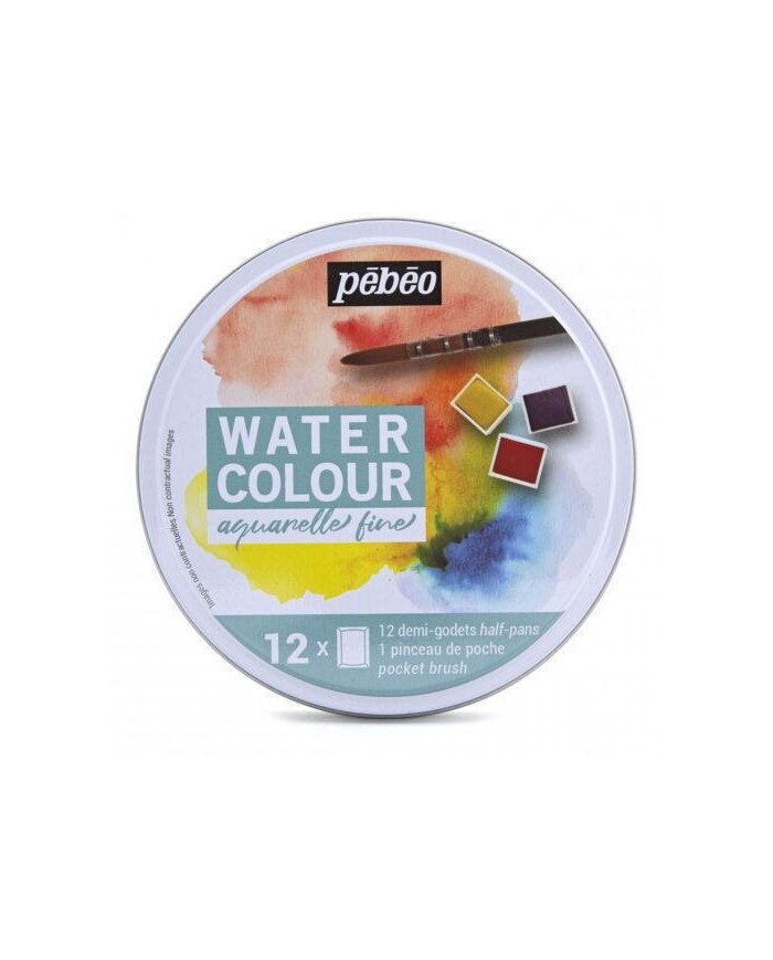 Le Libr'air - Aquarelle Fine Boite Ronde en métal 12 Demi-Godets PEBEO - Tunisie