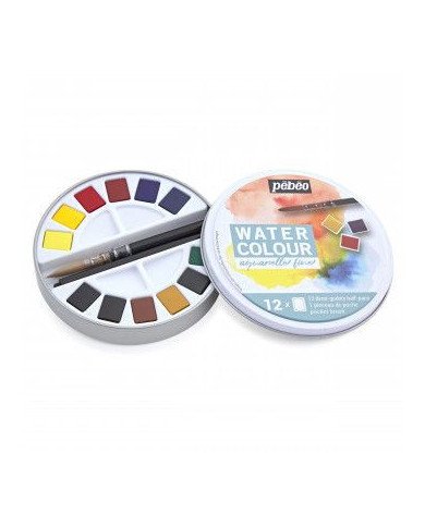 Le Libr'air - Aquarelle Fine Boite Ronde en métal 12 Demi-Godets PEBEO - Tunisie
