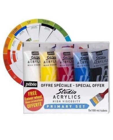 Le Libr'air - STUDIO ACRYLICS PACK PRIMAIRES 5 TUBES 100 ML + ROUE CHROMATIQUE OFFERTE - Tunisie Le Libr'air - STUDIO ACRYLICS PACK PRIMAIRES 5 TUBES 100 ML + ROUE CHROMATIQUE OFFERTE - Tunisie