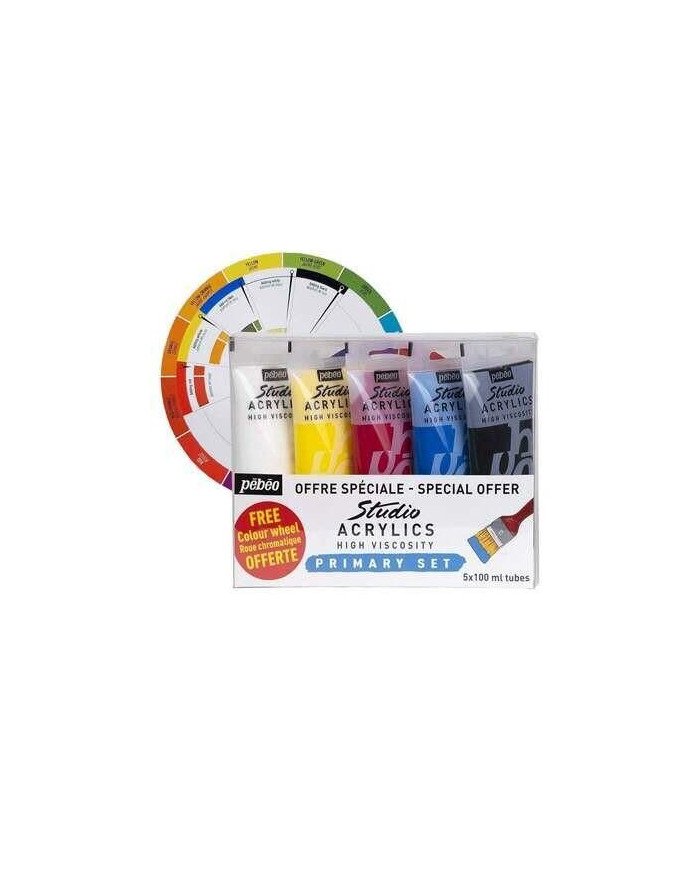 Le Libr'air - STUDIO ACRYLICS PACK PRIMAIRES 5 TUBES 100 ML + ROUE CHROMATIQUE OFFERTE - Tunisie Le Libr'air - STUDIO ACRYLICS PACK PRIMAIRES 5 TUBES 100 ML + ROUE CHROMATIQUE OFFERTE - Tunisie
