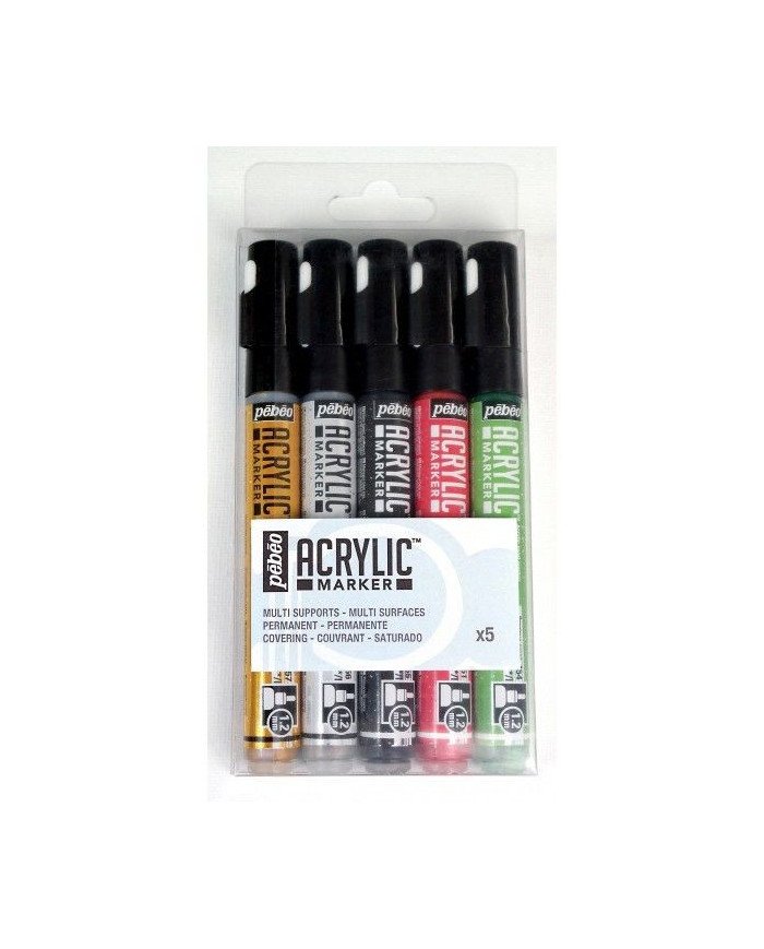 Le Libr'air - Set de 5 Acrylic Marker Pointe Ronde 1,2 mm PEBEO - Tunisie