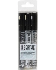 Le Libr'air - Set de 3 Acrylic Marker Noir, Blanc et Argent Pointe Ronde 1,2 mm PEBEO - Tunisie