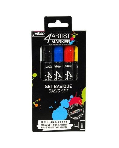 Le Libr'air - 4ARTIST Marker Set 5 Pointes 4 mm Assortiment Basique PEBEO - Tunisie Le Libr'air - 4ARTIST Marker Set 5 Pointes 4 mm Assortiment Basique PEBEO - Tunisie