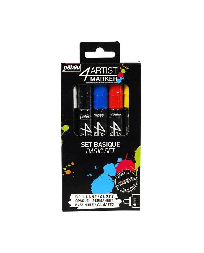 Le Libr'air - 4ARTIST Marker Set 5 Pointes 4 mm Assortiment Basique PEBEO - Tunisie
