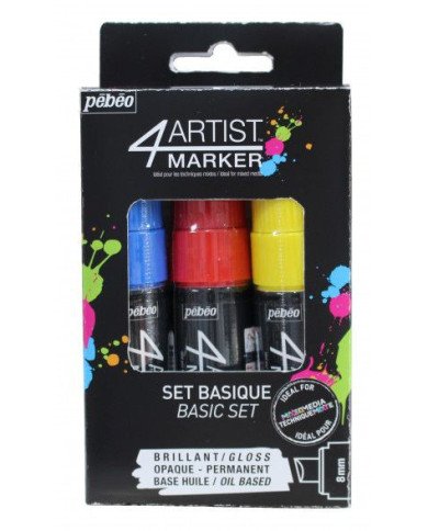 Le Libr'air - 4ARTIST MARKER Set 3x8 mm Basique PEBEO - Tunisie Le Libr'air - 4ARTIST MARKER Set 3x8 mm Basique PEBEO - Tunisie