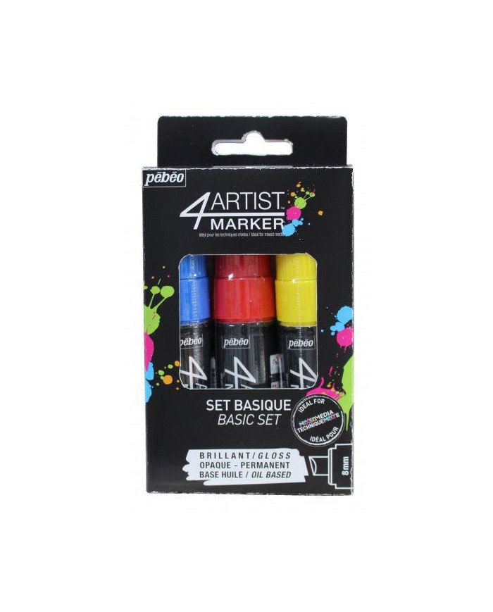 Le Libr'air - 4ARTIST MARKER Set 3x8 mm Basique PEBEO - Tunisie