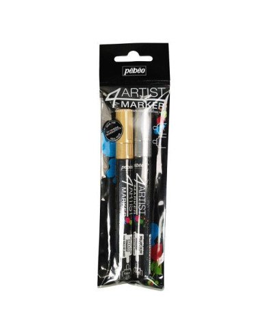 Le Libr'air - 4ARTIST Marker Set Duo 4 mm + 4 mm Or + Argent PEBEO - Tunisie Le Libr'air - 4ARTIST Marker Set Duo 4 mm + 4 mm Or + Argent PEBEO - Tunisie