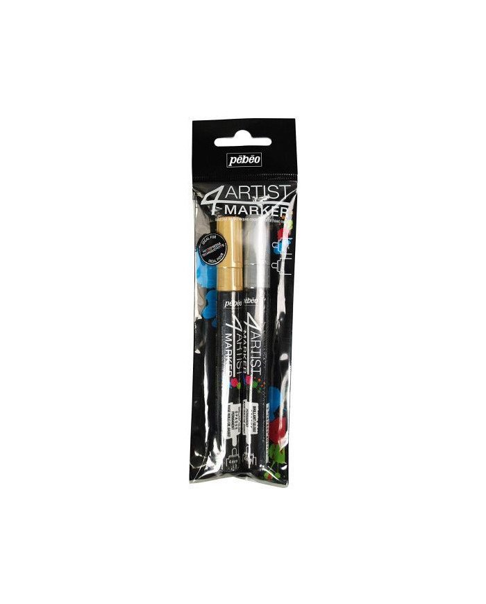 Le Libr'air - 4ARTIST Marker Set Duo 4 mm + 4 mm Or + Argent PEBEO - Tunisie