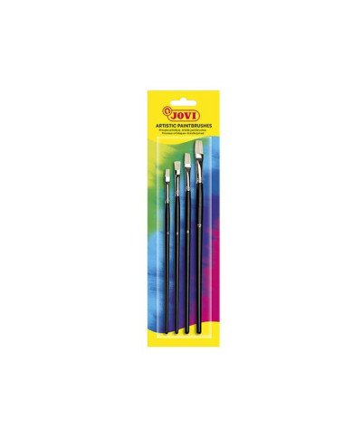 Le Libr'air - Blister de 4 pinceaux artistiques JOVI en poils naturels Pointe plate Tailles 4, 6, 8, 12 - Tunisie Le Libr'air - Blister de 4 pinceaux artistiques JOVI en poils naturels Pointe plate Tailles 4, 6, 8, 12 - Tunisie