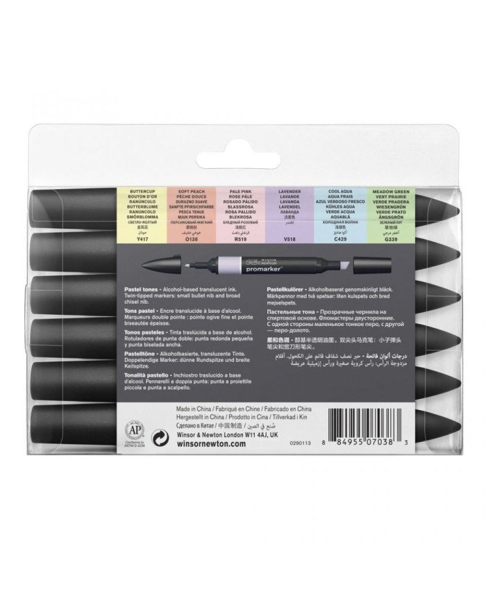 Le Libr'air - Set de 6 Feutres Promarker Tons Pastels - Winsor&Newton - Tunisie