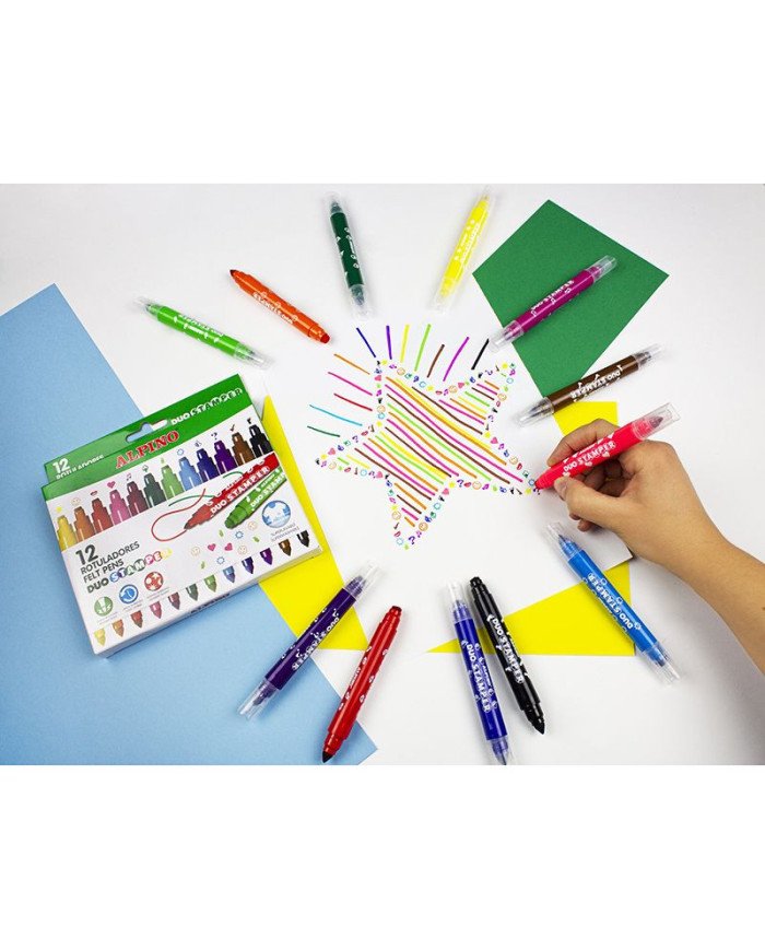 Marqueur ALPINO duo stamper 12 couleurs