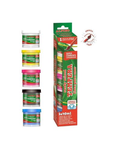 Gouache 5X40ML + Pinceau ALPINO