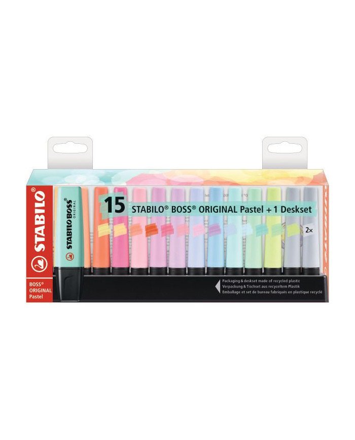 Set De 15 Surligneurs STABILO BOSS pastel + 1 deskset
