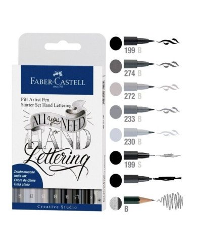 Le Libr'air - Stylo à encre de Chine Pitt Artist Pen, lot de 8 Lettrage, Start - Faber Castell - Tunisie Le Libr'air - Stylo à encre de Chine Pitt Artist Pen, lot de 8 Lettrage, Start - Faber Castell - Tunisie