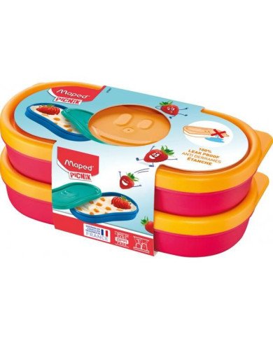 Set 2 boites à goûter Picnik Concept Maped rose corail