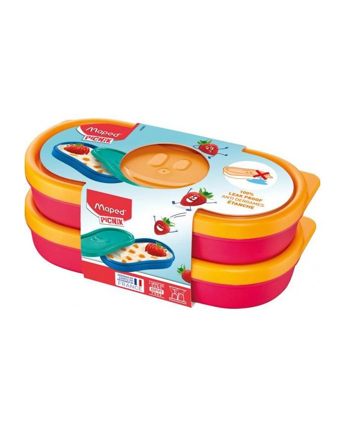 Set 2 boites à goûter Picnik Concept Maped rose corail