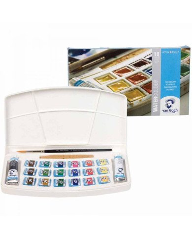 Set De Peinture à L'eau Avec 18 Couleurs En Godets et 2 Couleurs en Tube De 10 ml - Van Gogh Set De Peinture à L'eau Avec 18 Couleurs En Godets et 2 Couleurs en Tube De 10 ml - Van Gogh