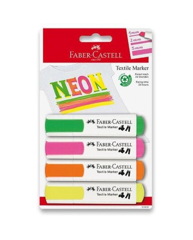 Blister Marqueur textile 4x coul. néon Faber-Castell