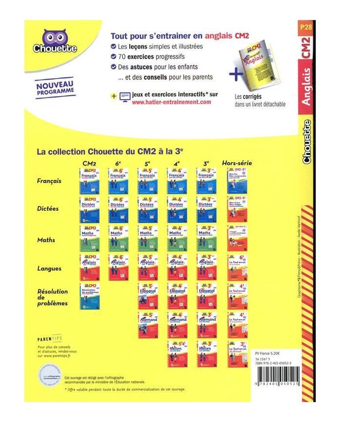 Chouette entraînement : anglais - CM2