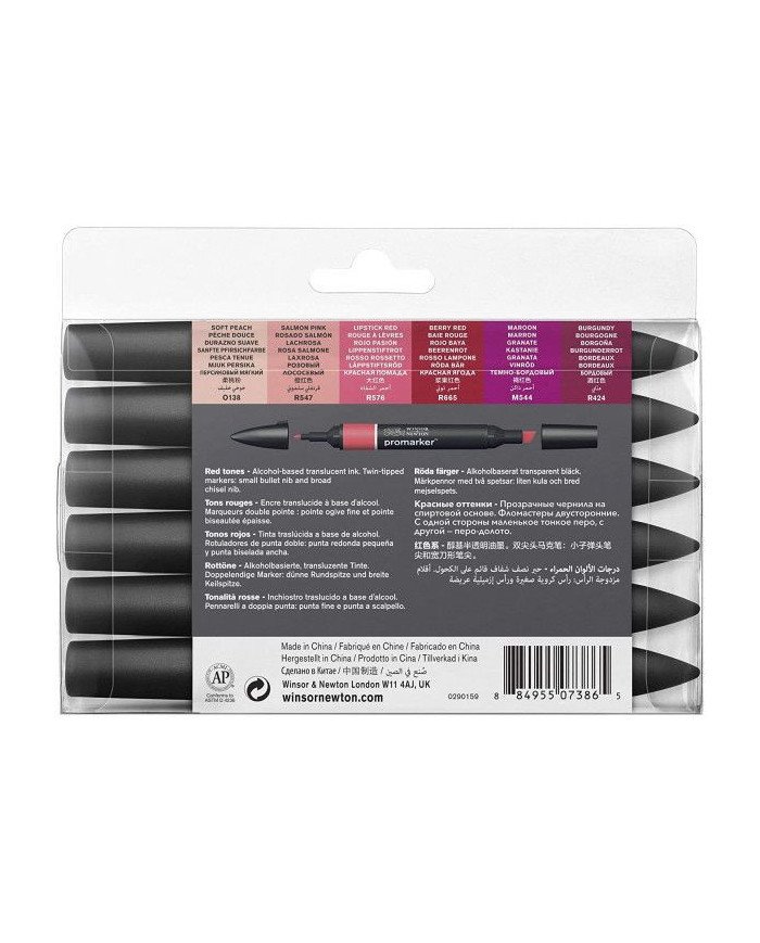 Winsor&Newton PROMARKER 6 Tons Rouges