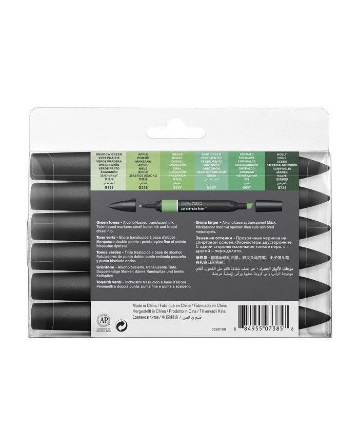 Winsor&Newton PROMARKER 6 Tons Verts Winsor&Newton PROMARKER 6 Tons Verts