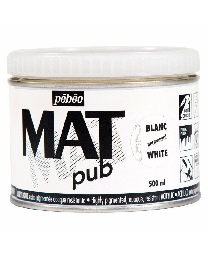 Acrylique Mat Pub 500 Ml Blanc Permanent PEBEO