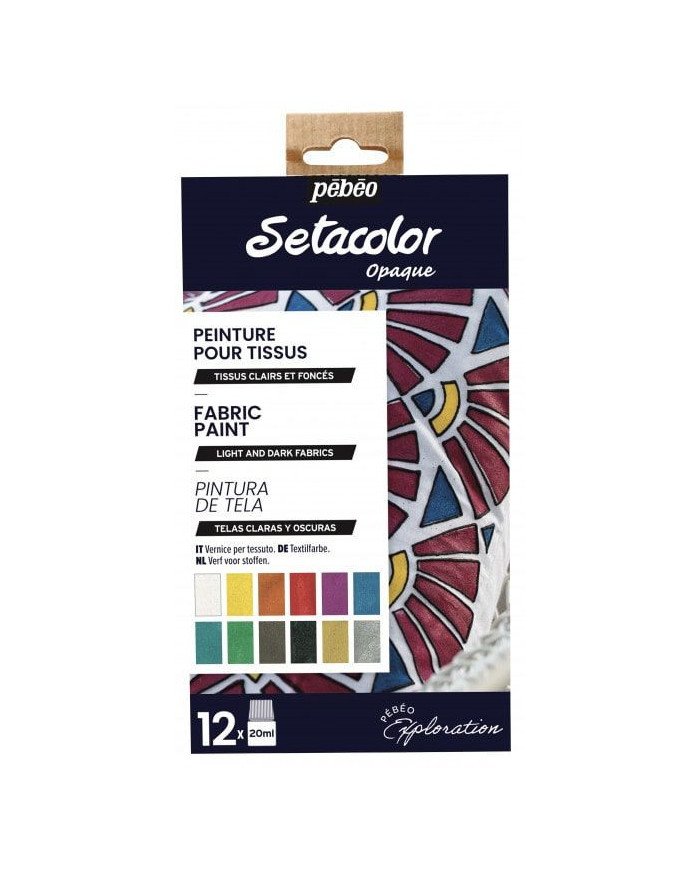 Set Exploration Setacolor Peinture pour Tissus 12 x 20 Ml PEBEO
